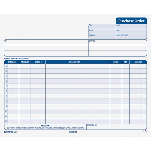 TOPS TOPS Carbonless Purchase Order Forms