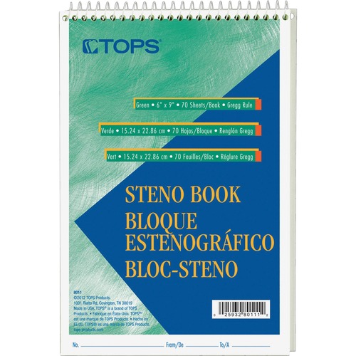 TOPS TOPS Green Tint Steno Books