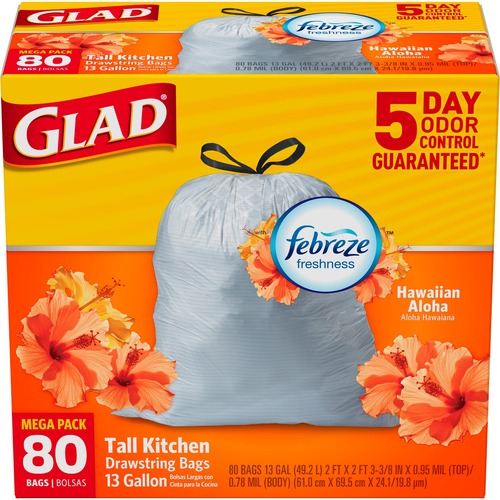 Glad OdorShield Aloha Scent 13-gal Trash Bags