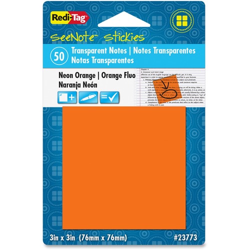 Redi-Tag Redi-Tag SeeNote Stickies Neon Transparent Notes