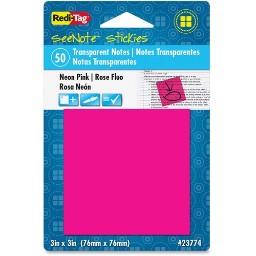Redi-Tag Redi-Tag SeeNote Stickies Neon Transparent Notes