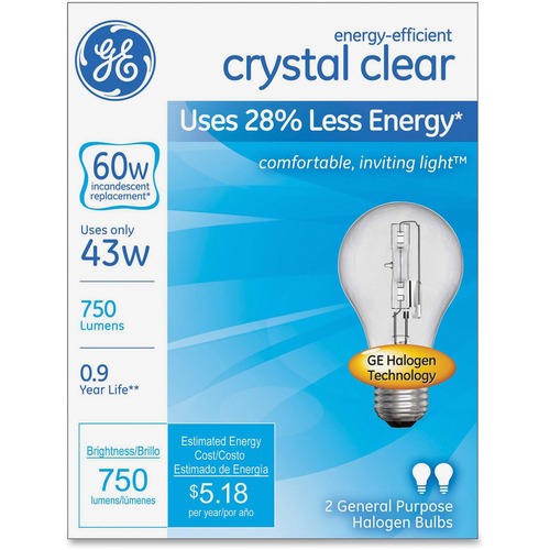 GE Energy-efficient Clear 43W A19 Bulb