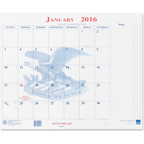 Unicor Fed Blotter Calendar Pad