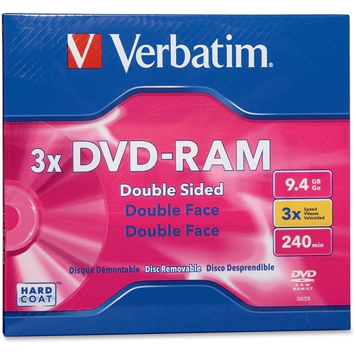 Verbatim Verbatim DVD-RAM 9.4GB 3X Double Sided, Type 4 with Branded Surface -