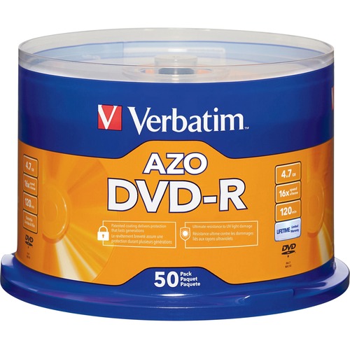 Verbatim Verbatim AZO DVD-R 4.7GB 16X with Branded Surface - 50pk Spindle