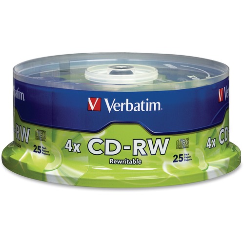 Verbatim 95169 CD Rewritable Media - CD-RW - 4x - 700 MB - 25 Pack Spi