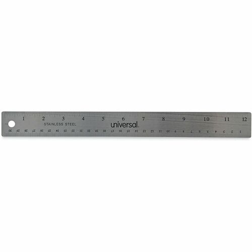 STAINLESS STEEL RULER W/CORK BACK AND HANGING HOLE, 12",