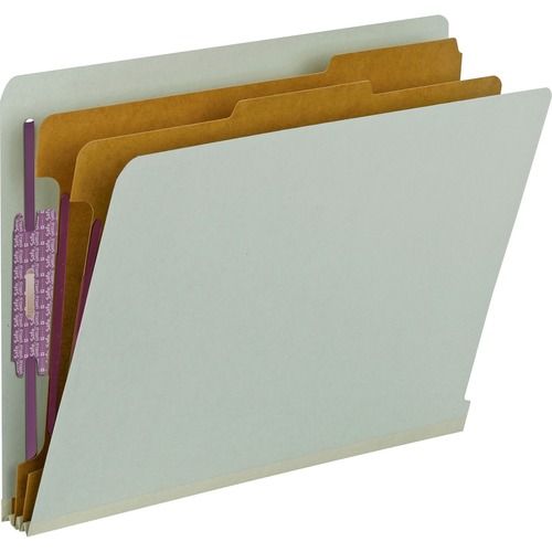 Smead 26810 Gray/Green End Tab Pressboard Classification Folders with