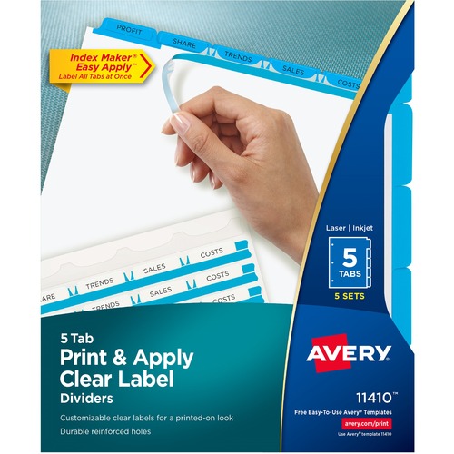 Avery Avery Index Maker Clear Label Divider with Color Tabs