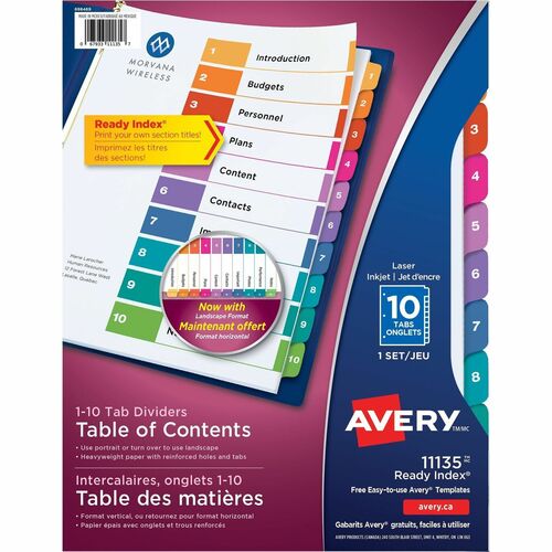 Avery Avery Ready Index Table of Contents Reference Divider