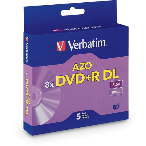 Verbatim Verbatim DVD+R DL 8.5GB 8X with Branded Surface - 5pk Jewel Case Box