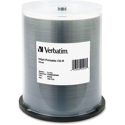 Verbatim CD-R 700MB 52X DataLifePlus Silver Inkjet Printable - 100pk S