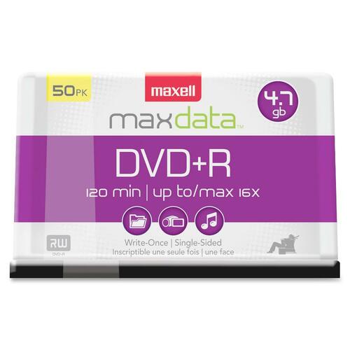 Maxell Maxell DVD Recordable Media - DVD+R - 16x - 4.70 GB - 50 Pack Spindle