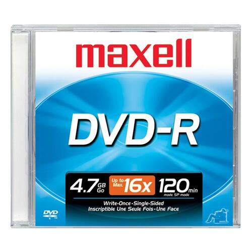 Maxell Maxell DVD Recordable Media - DVD-R - 16x - 4.70 GB - 1 Pack Jewel Cas