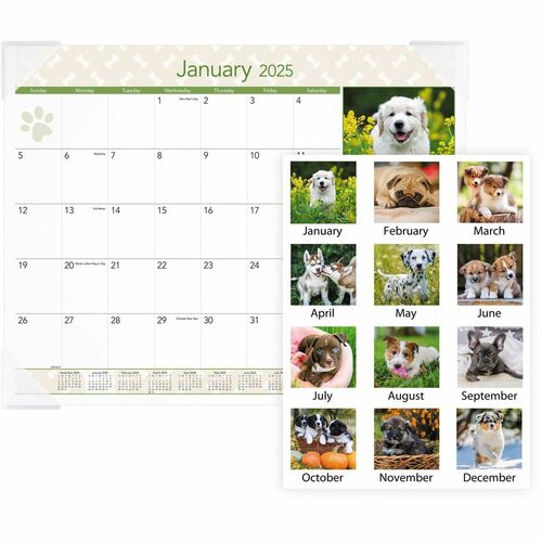 At-A-Glance Puppies Monthly Desk Pad Calendar