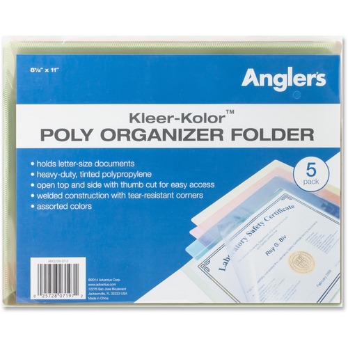 Anglers Kleer-Kolor Poly File Folders