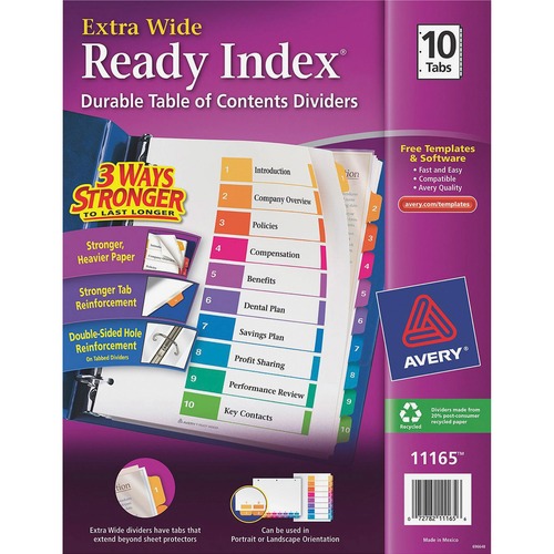 Avery Avery Table of Contents Index Divider
