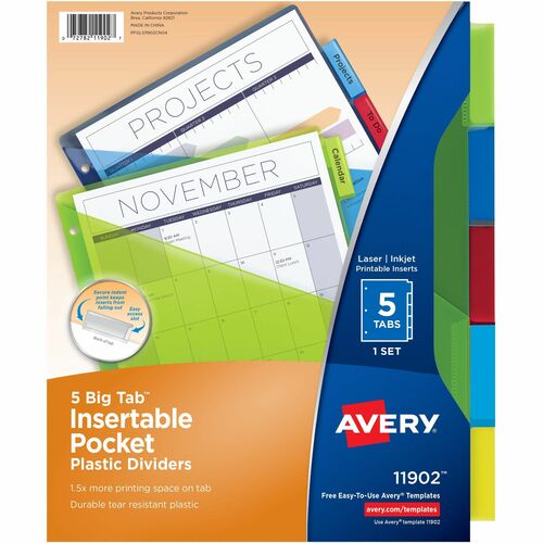 Avery Avery Plastic Pocket Insertable Tab Divider