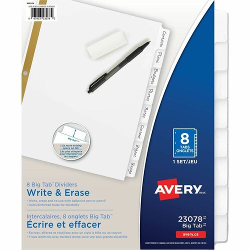 Avery Avery Big Tab Write-On Divider with Erasable Tab