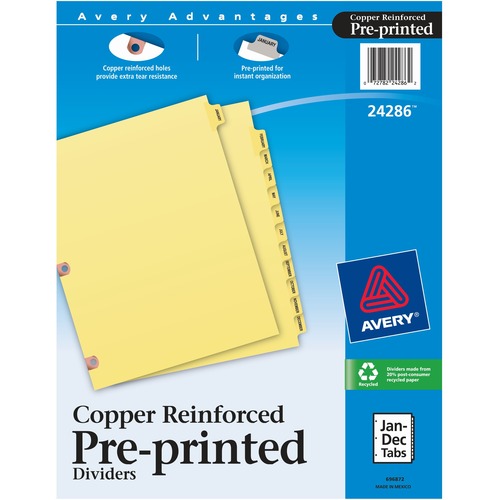 Avery Avery Monthly Copper Reinforced Laminated Tab Divider