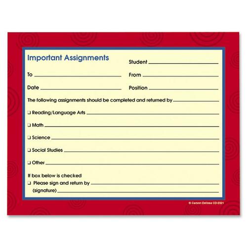 Carson-Dellosa Carbonless Important Assignments Booklet