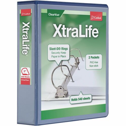 Cardinal XtraLife ClearVue Non-Stick Locking Slant-D Ring Binder
