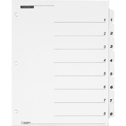 Cardinal Cardinal QuickStep OneStep Printable Table of Contents Dividers