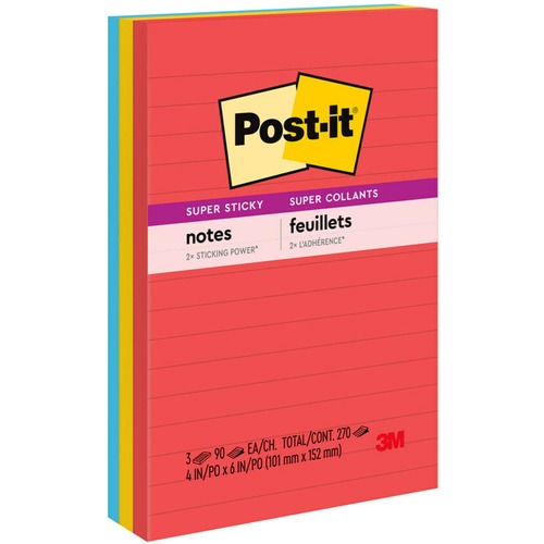 Post-it Super Sticky Electric Glow Lined Notes