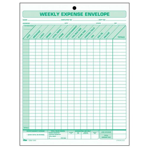 TOPS TOPS Weekly Expense Envelope Form