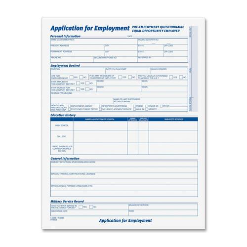 TOPS TOPS Comprehensive Employment Application Form