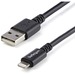 Image of StarTech.com 3m (10ft) Long Black Apple 8-pin Lightning Connector to USB Cable for iPhone / iPod / iPad - USB - Lightning Proprietary Connector - MFI - Black
