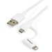 Image of StarTech.com 1m (3ft) Apple Lightning or Micro USB to USB Cable for iPhone / iPod / iPad - White - 1 x Type A Male USB - 1 x Lightning Male Proprietary Connector, 1