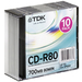 10pk Cdr Media 52x 80 Min Branded In Slimline Jewel