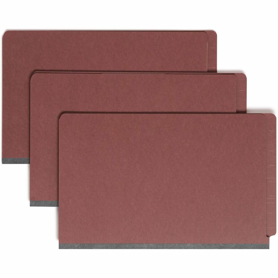 Smead 29855 Red End Tab Pressboard Classification Folders with SafeSHIELD Fasteners