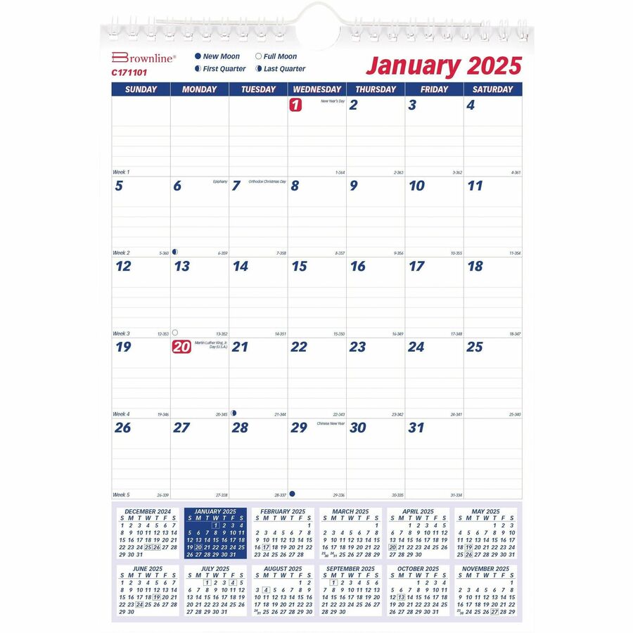 Brownline Monthly Wall Calendar BuyBizSupplies