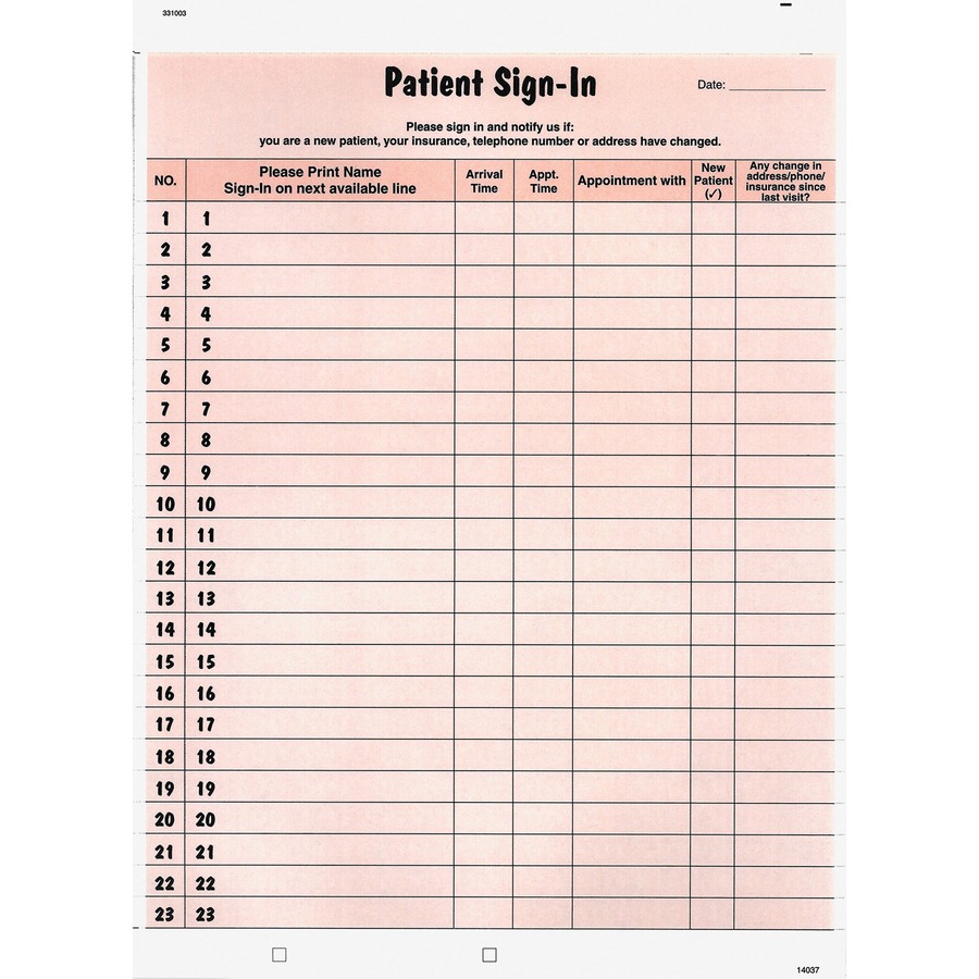 TAB14530 Tabbies Patient SignIn Label Forms Office Supply Hut