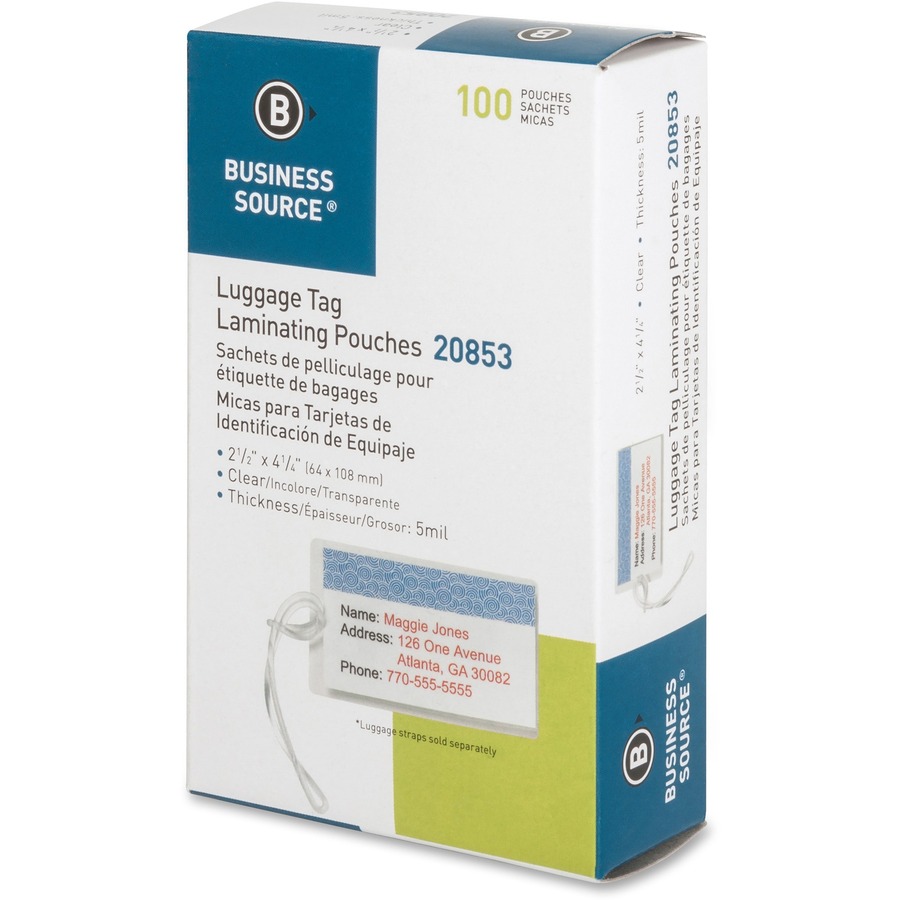 Business Source Laminating Luggage Tag Pouch