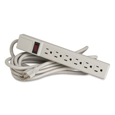 Compucessory 55157 Power Strip, 6 Outlet, Built-in Circuit Breaker, 15' Cord, Gray, CCS55157, CCS 55157