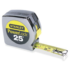 BOS33425 Stanley Bostitch Powerlock Tape Rule w/ Positive Blade Lock,1"x25',ChromeRULE,TAPE,POWERLOCK,25'X1"