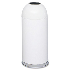 Safco 9639WH Open Top Dome Receptacle, 15 Gallon, 15''Dx34''H, White