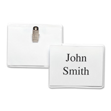 Sparco 19180 Name Badge Kit, Top Loading, w/ Clip, 2-1/4'' x 3-1/2'', 50/BX, Clear, SPR19180, SPR 19180