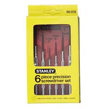 BOS66039 Stanley Bostitch Precision Screwdriver Set, 6-Piece, BlackSET,SCREWDRIVER,6-PC