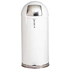 Rubbermaid Commercial Products R1536STEGLW Steel Step-On Dome Receptacle, 15 Gallon, 15'' x 36'', White