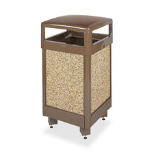 Rubbermaid Commercial Products R36HT201PL Litter Receptacle, w/Plastic Liner, 29 Gallon, 21''Sq.x40''H, BN