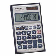 SHR EL326SB Sharp 8-Digit Handheld Solar Wallet Calculator SHREL326SB