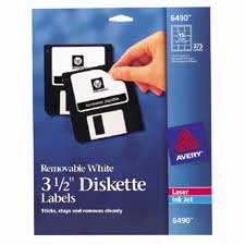 AVE 6490 Avery Removable Laser 3-1/2" Diskette Labels AVE6490