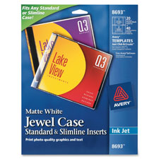 Labels, AVE 8693 Avery Matte CD/DVD Inkjet Jewel Case Inserts AVE8693