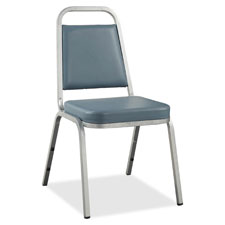 Lorell 62506 Stacking Chair, 18'' x 22'' x 34-1/2'', 4/CT, Blue/Chrome Frame