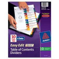 AVE 12172 Avery Ready Index Edit Table of Contents Dividers AVE12172