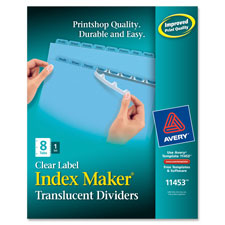 AVE 11433 Avery Index Maker Translucent Clear Label Dividers AVE11433